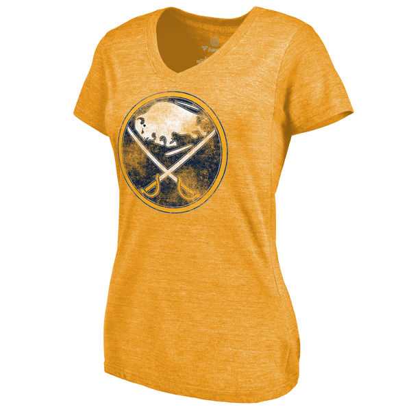 Women's Buffalo Sabres Distressed Team Primary Logo V Neck Tri Blend T-Shirt Gold FengYun,We sell and wholesale Women's Buffalo Sabres Distressed Team Primary Logo V Neck Tri Blend T-Shirt Gold FengYun on line form chian!